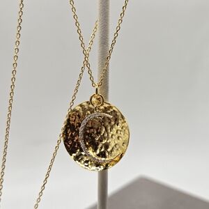 Gold Dainty Chain Crescent Moon Charm Necklace Boutique Brand Gold Plated Brass